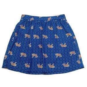 J Crew Mercantile Pleated Mini Skirt Womens 4 Blue Tiger Geometric‎ Lined Preppy